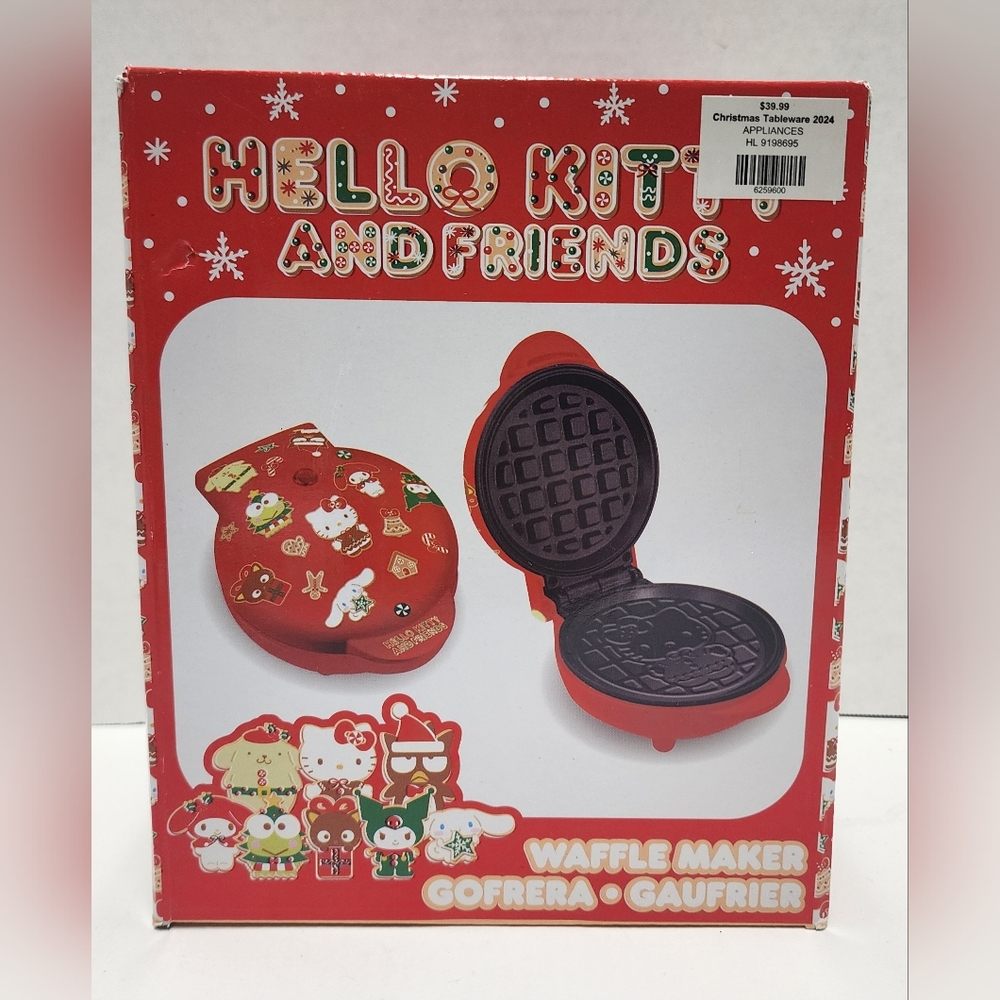 Hello Kitty & Friends Mini Waffle Maker Christmas Gift Holiday Breakfast New RED